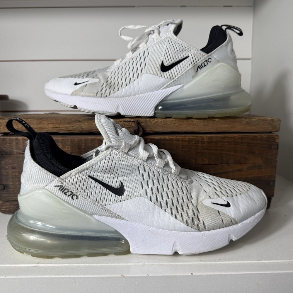Nike Air Max 270 Men's Shoes Size 10 White/Black Cushioned AH8050-100
